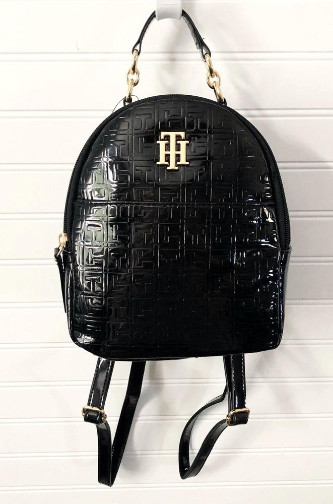 tommy hilfiger backpack black leather