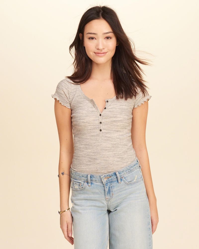 slim henley t shirt hollister