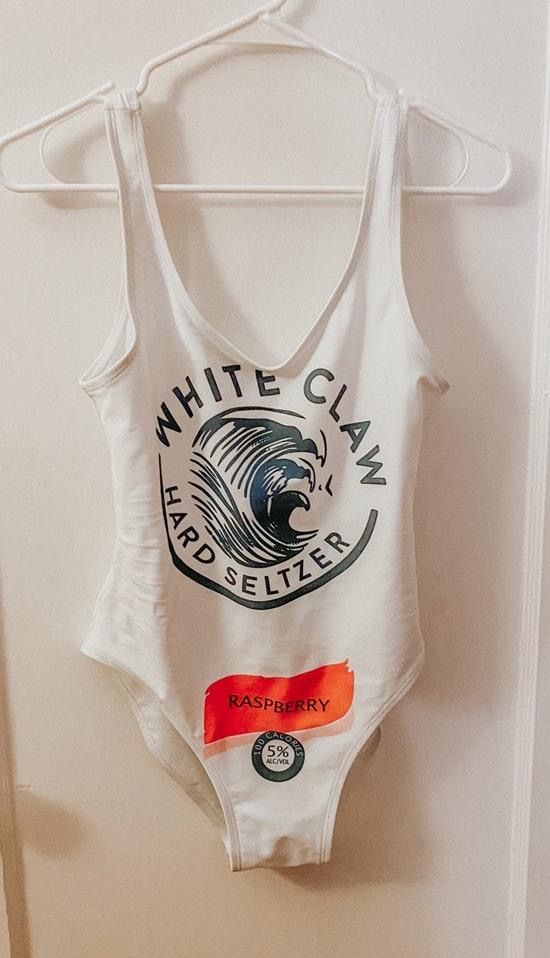 white claw one piece bathing suit