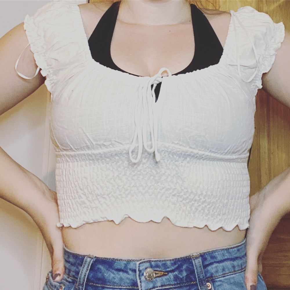 white peasant crop top