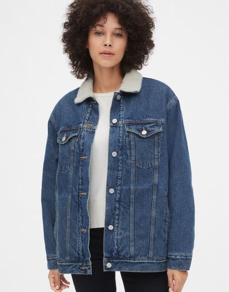 oversized sherpa lined denim jacket