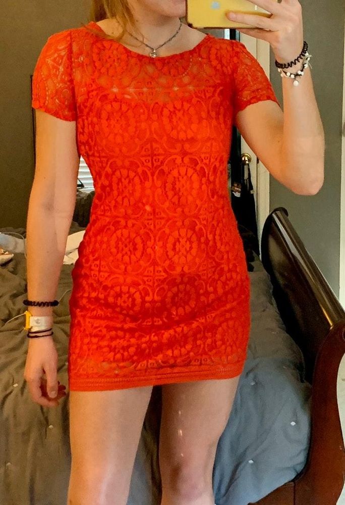 hollister red lace dress