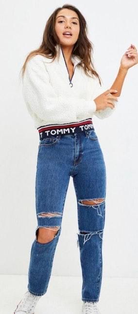 tommy hilfiger sherpa half zip hoodie