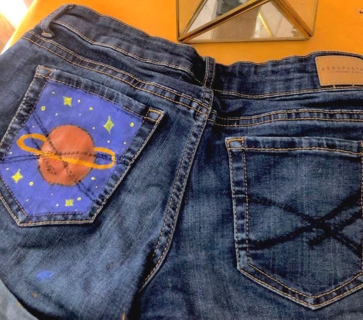 painted pocket jeans