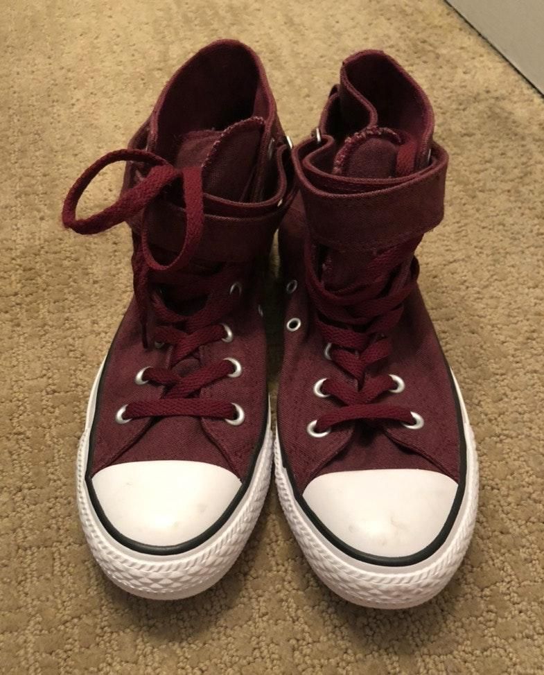 maroon high top converse