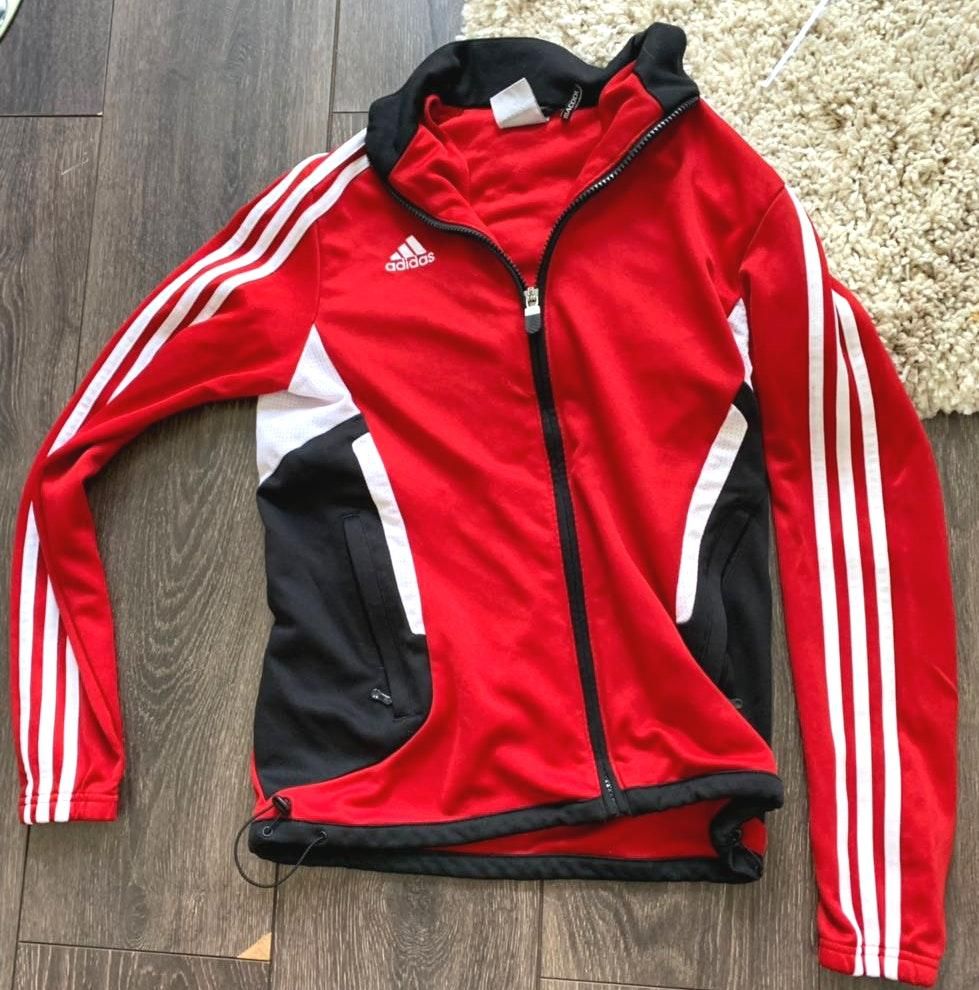 black and red adidas track jacket