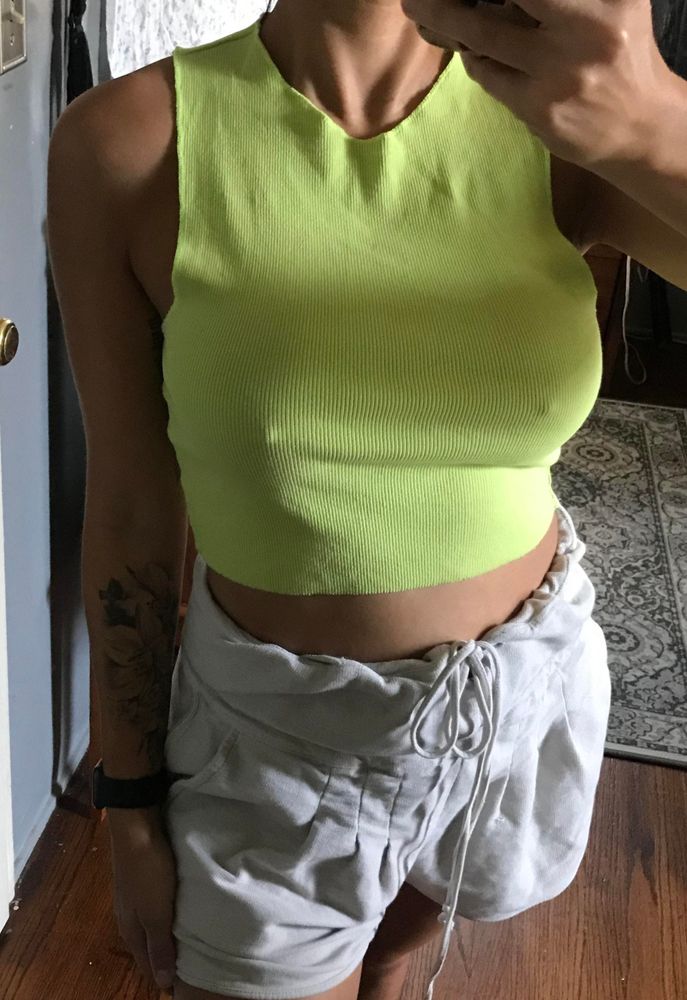 zara neon crop top