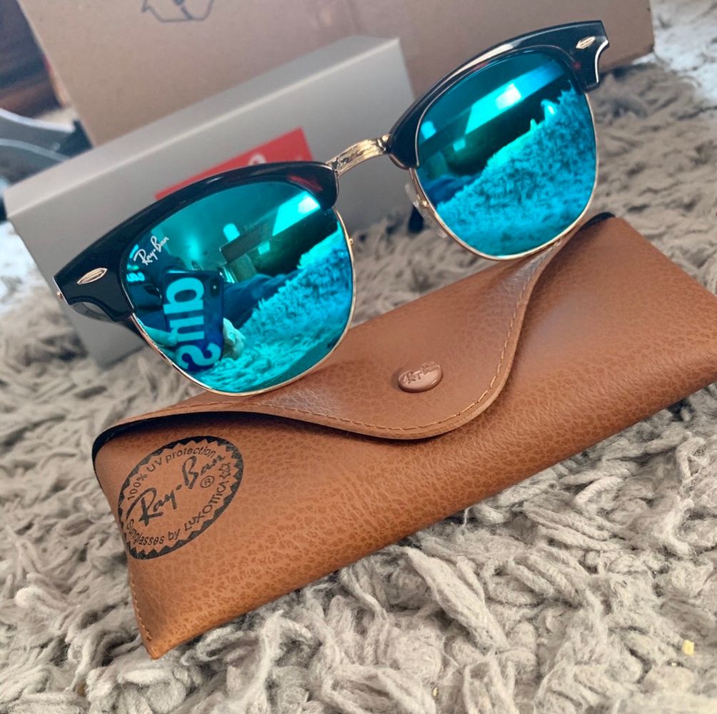 ray ban clubmaster blue mirror lens