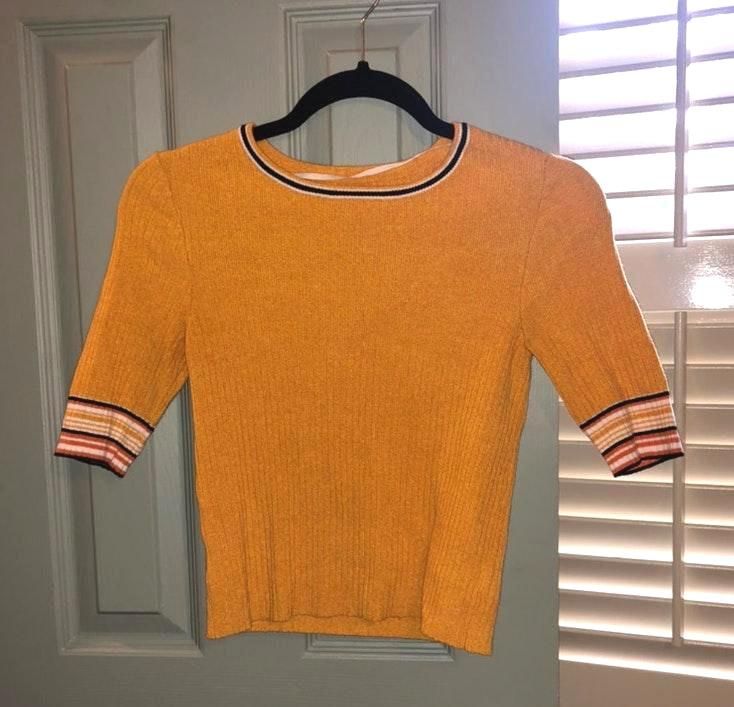 mustard yellow ribbed top