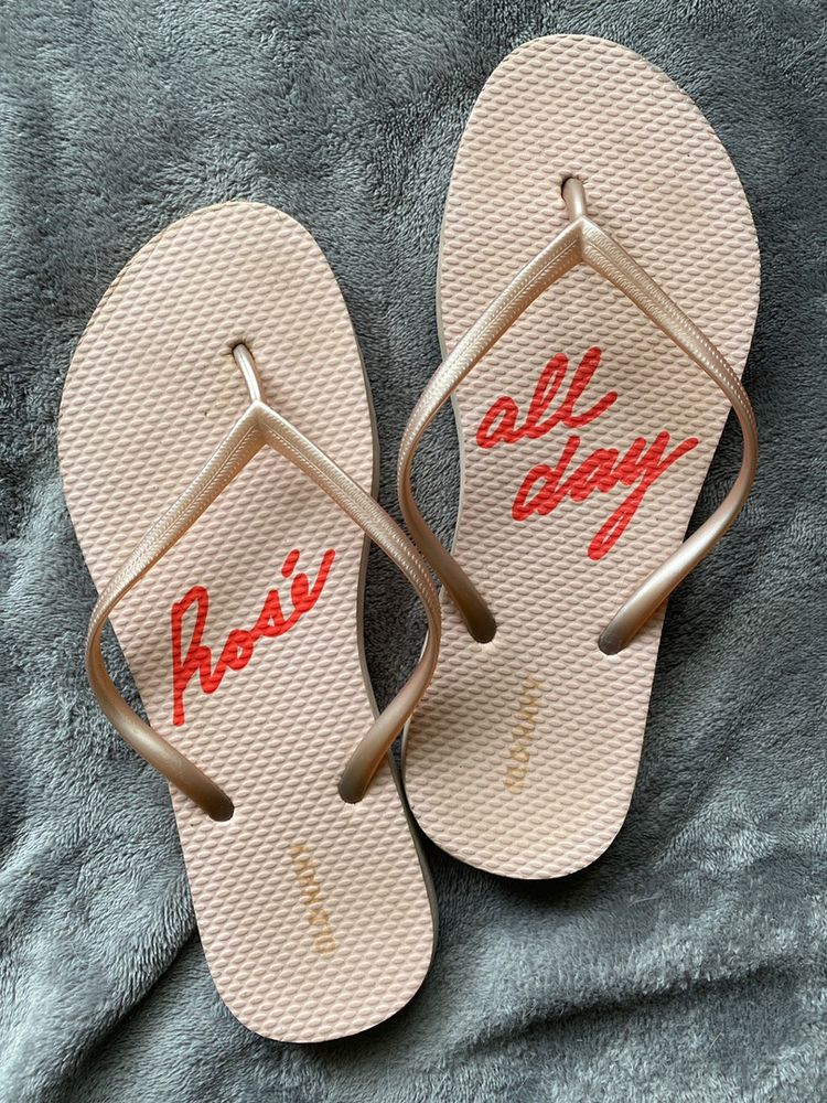 rose all day flip flops