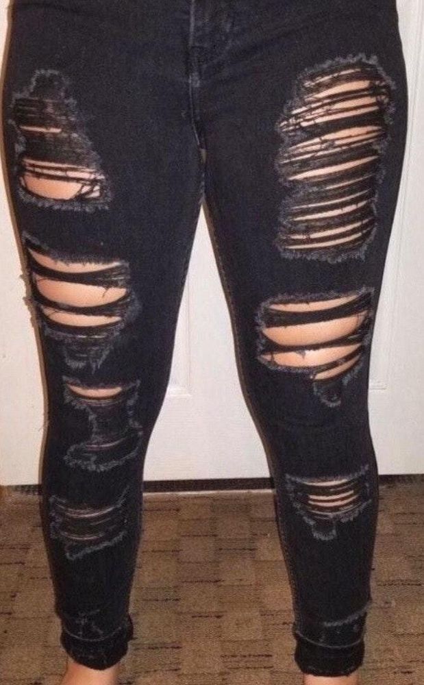 hollister black distressed jeans