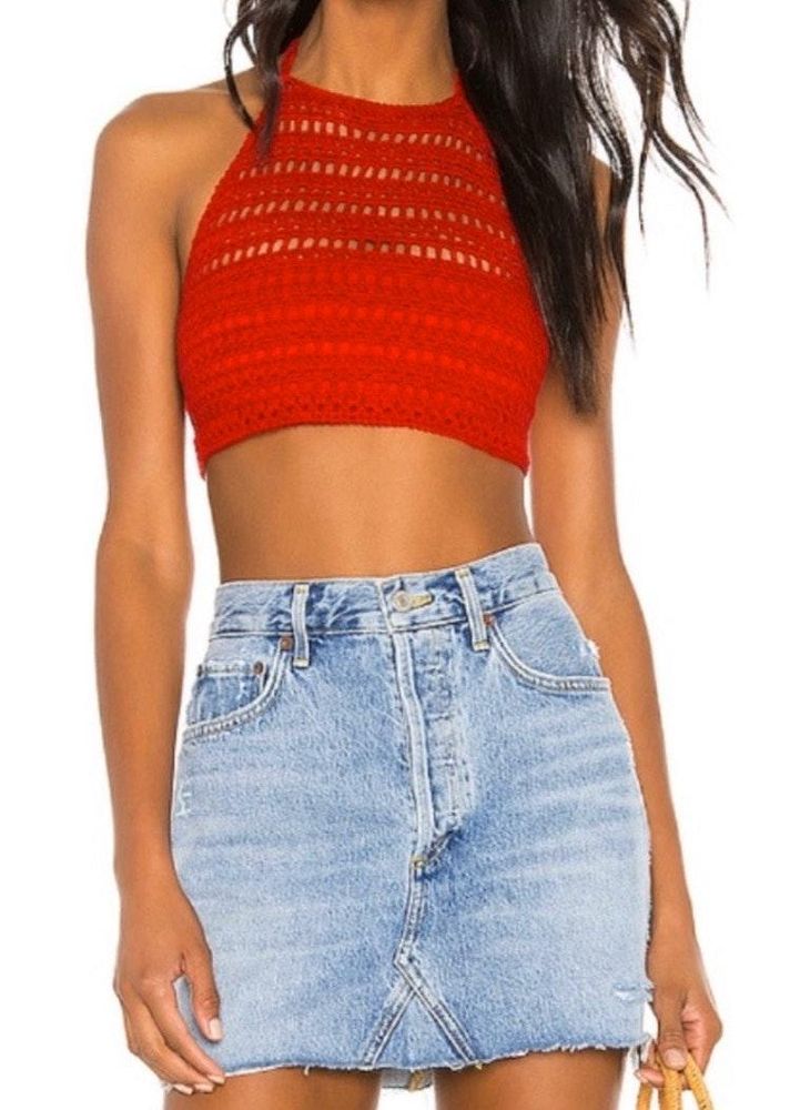 red crochet crop top