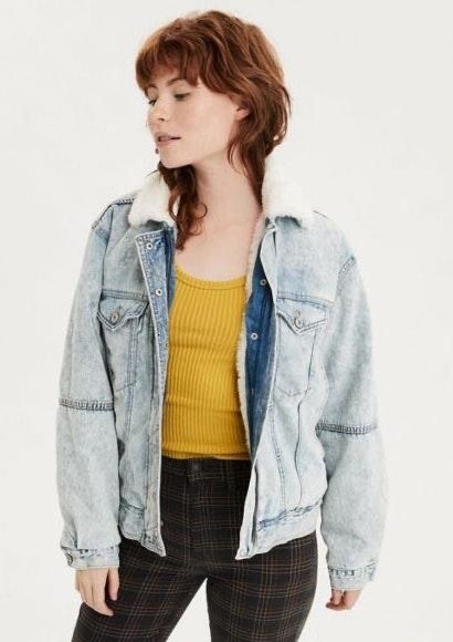 american eagle sherpa jean jacket