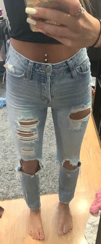 light blue ripped jeans hollister