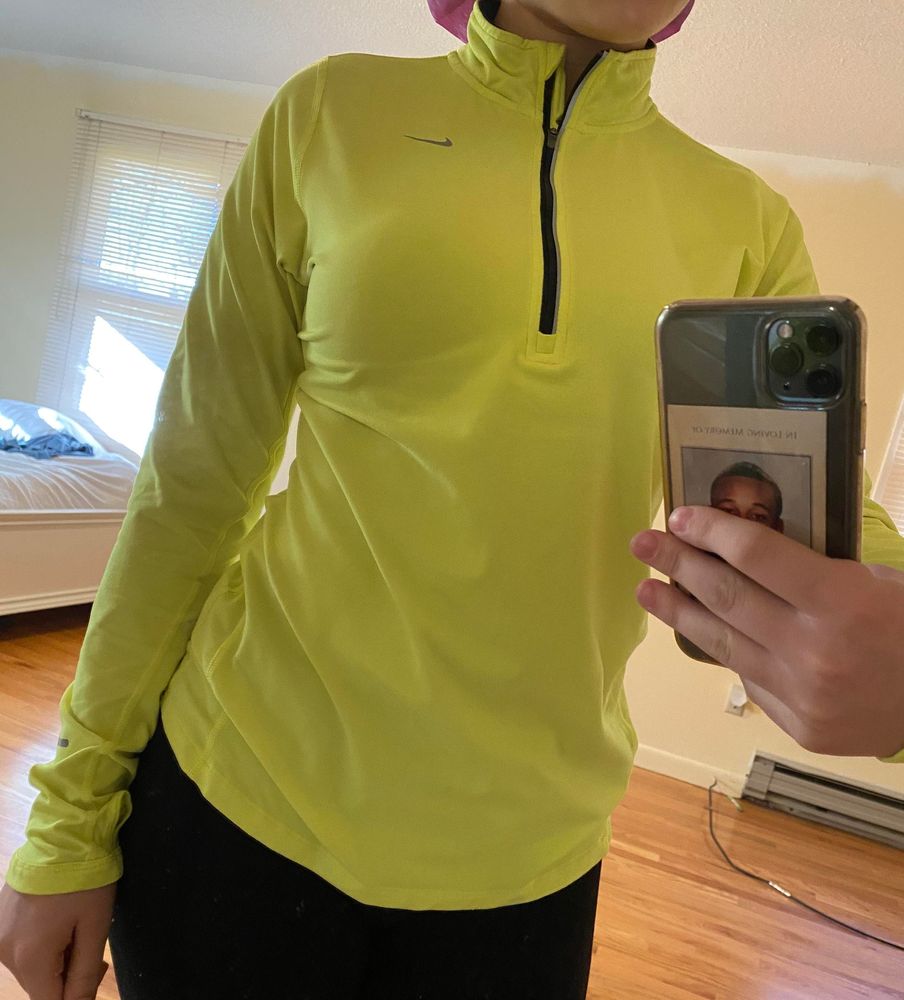 neon yellow nike half zip