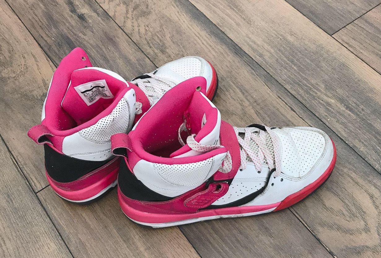 jordan flight pink and white