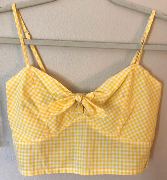 yellow gingham crop top