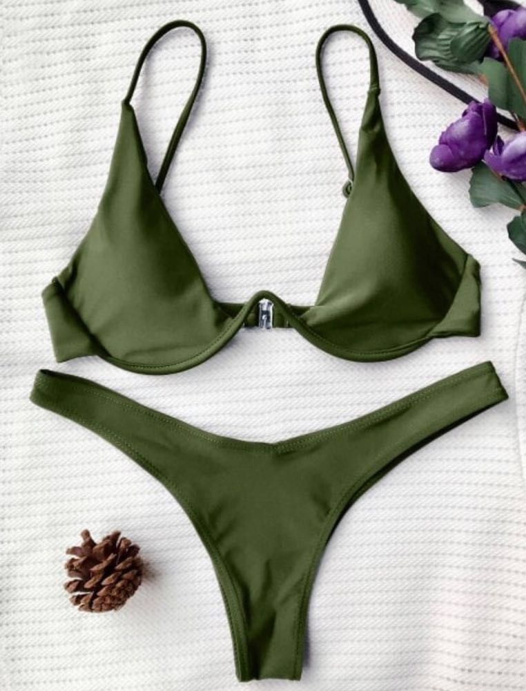 olive green bathing suit top