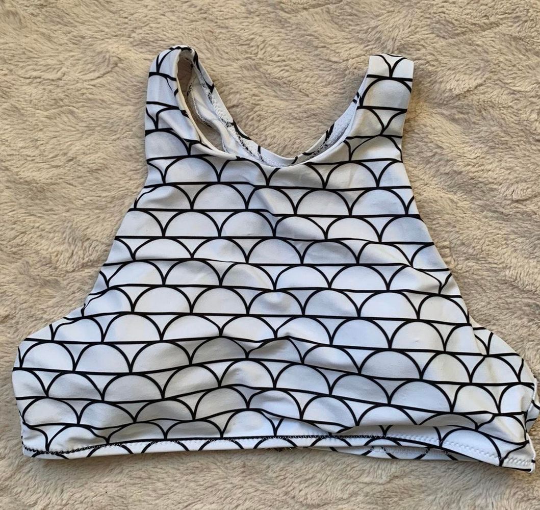 black and white swim top