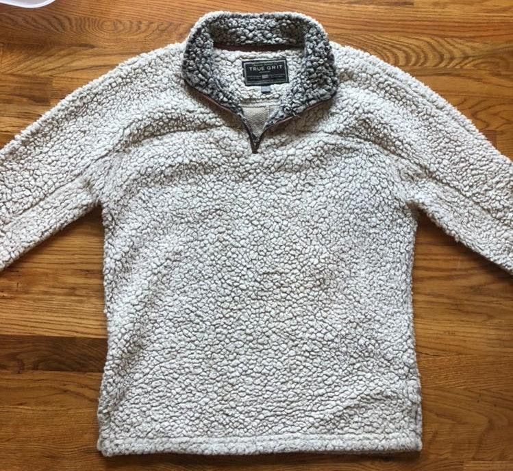 grey fuzzy quarter zip