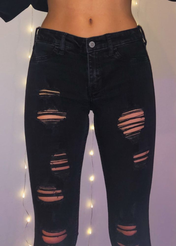 hollister black jeans ripped