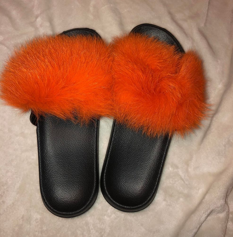 orange fluffy slides