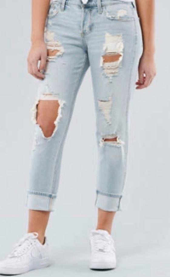 ripped boyfriend jeans hollister