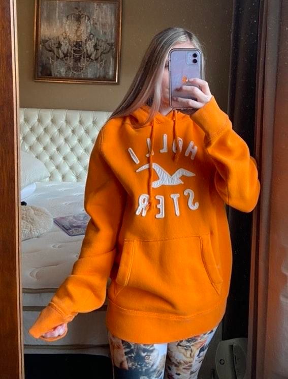 hollister orange hoodie