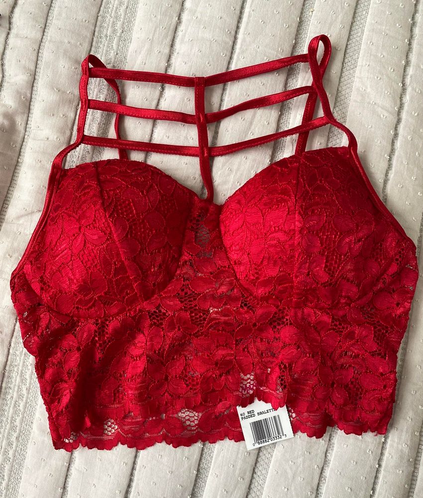red bralette crop top
