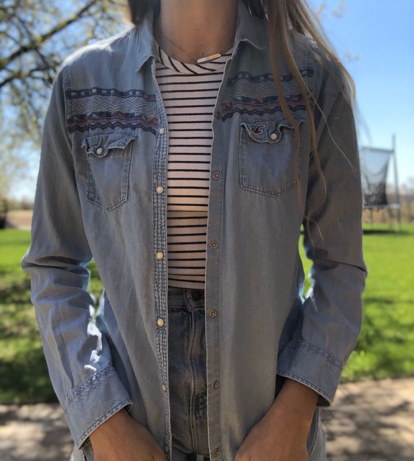 hollister denim shirt