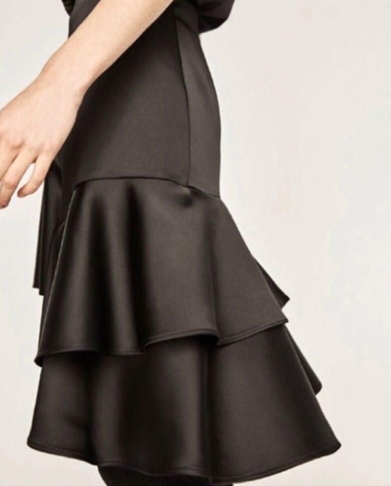 black frill skirt zara