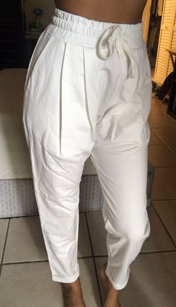 zara white joggers