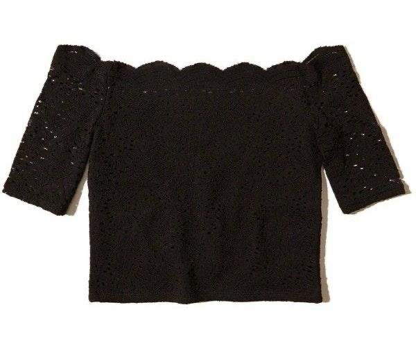 hollister black off the shoulder top