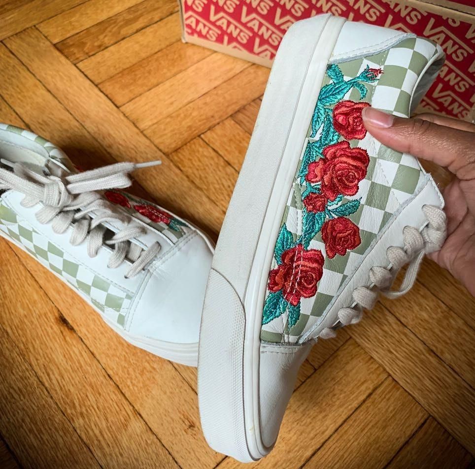 vans old skool dx rose embroidery