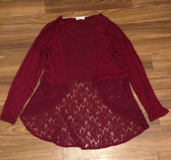 red lace cardigan