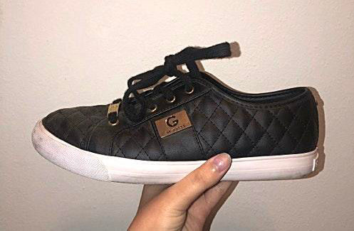 guess black quilted sneakers