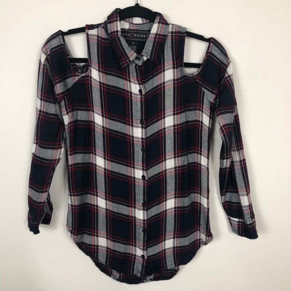 cold shoulder flannel shirt