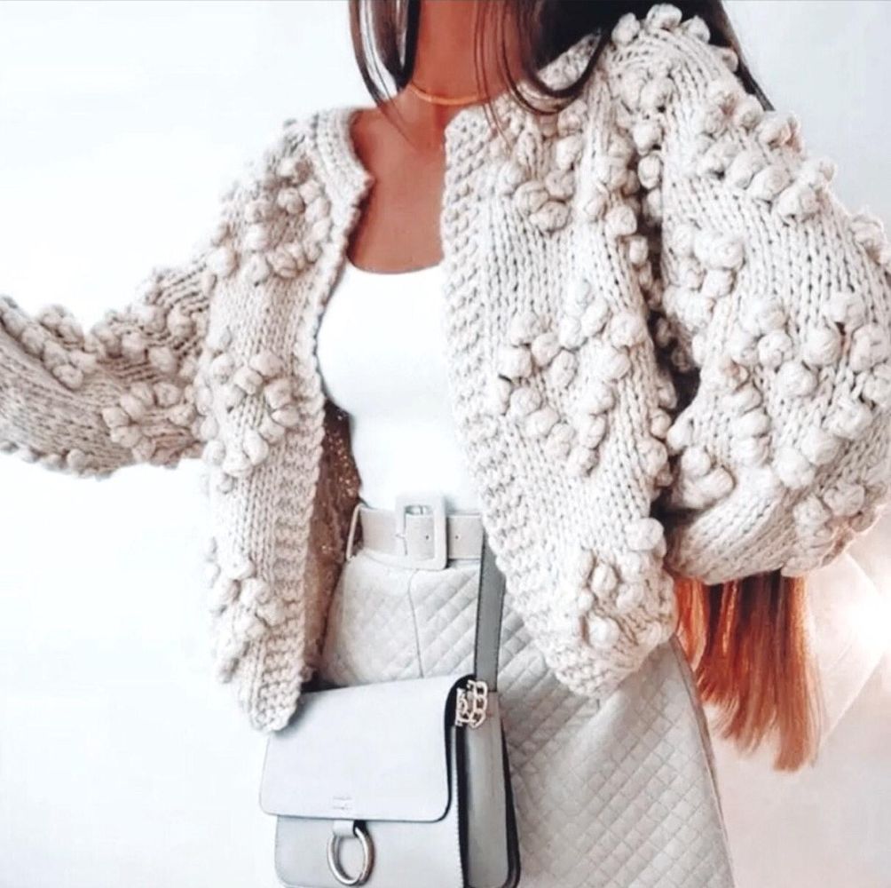 pom heart cardigan