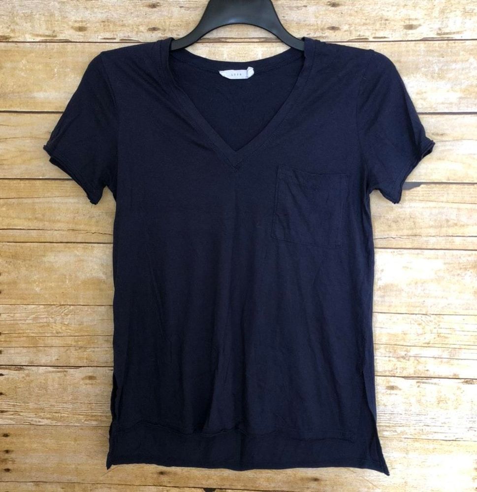 Lush Clothing Lush Navy Blue Short Sleeve V Neck Pocket T Shirt Curtsy