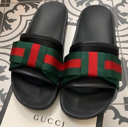 gucci bow slides cheap
