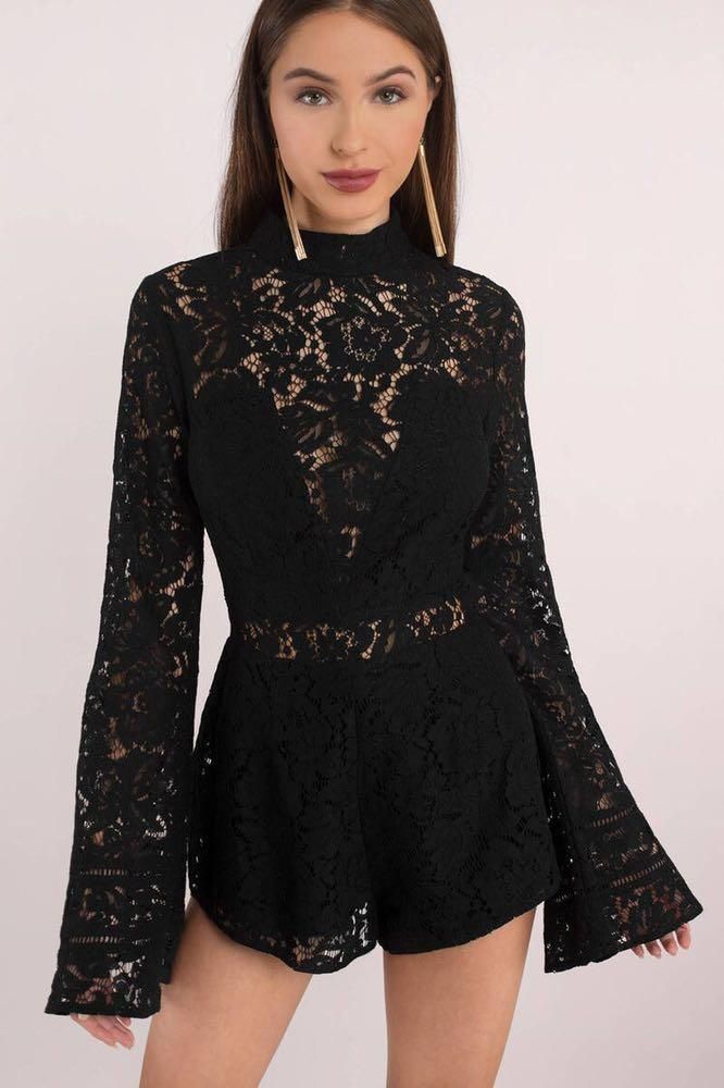 black lace long sleeve jumpsuit