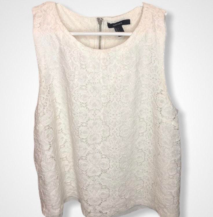 white lace tank top forever 21