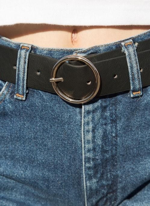 brandy melville black and silver circle buckle belt