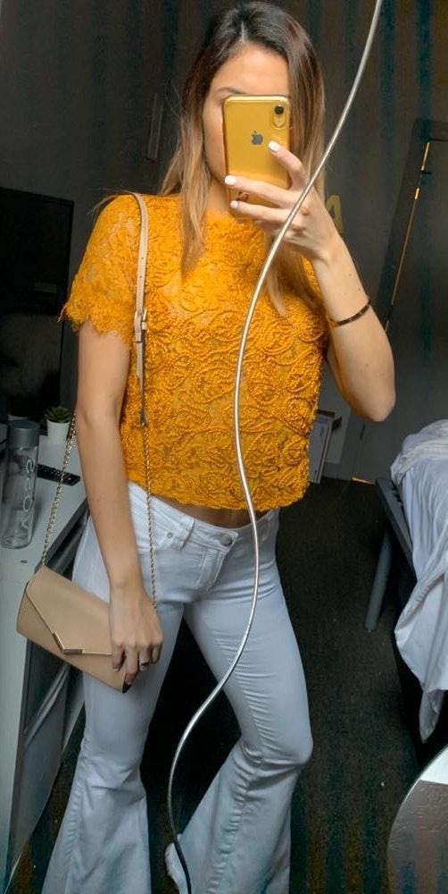 yellow lace top zara