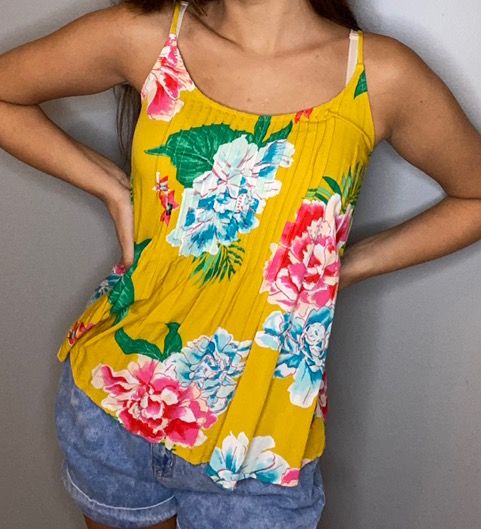 old navy yellow floral top