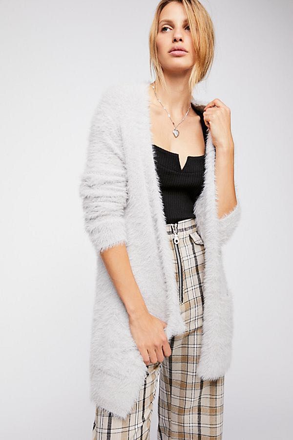 free people faux fur cardi