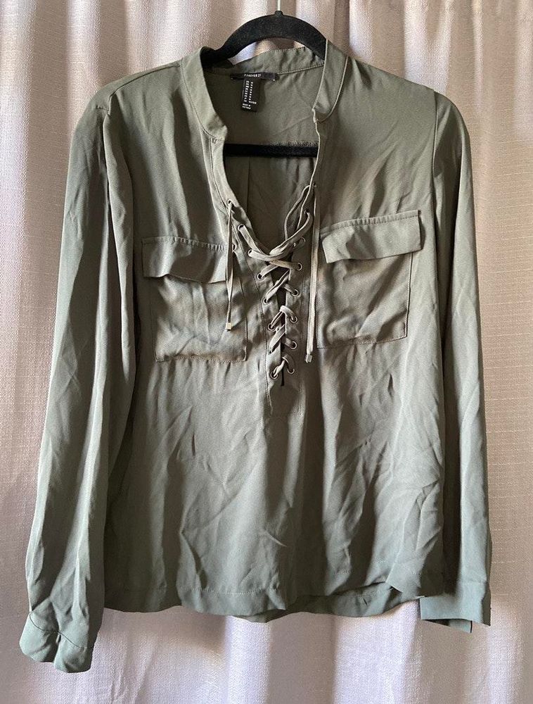 forever 21 green blouse