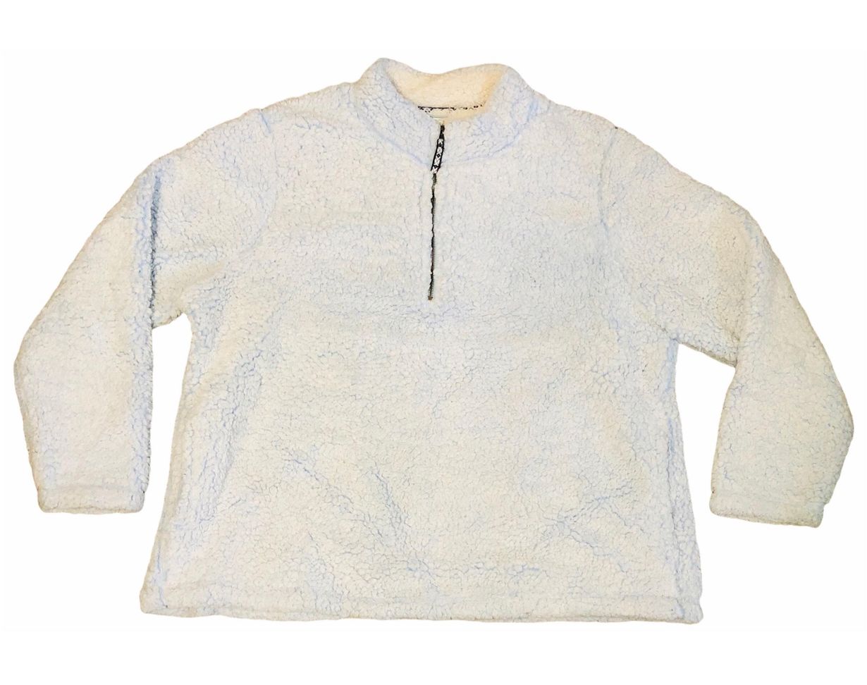 light blue sherpa pullover