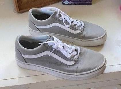 gray low top vans