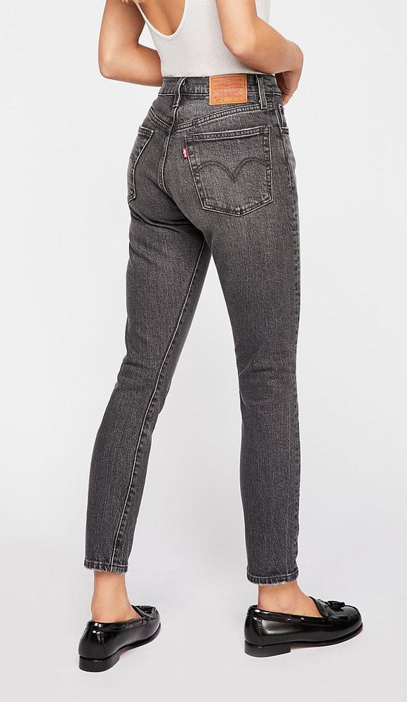 501 skinny washed black high rise jeans